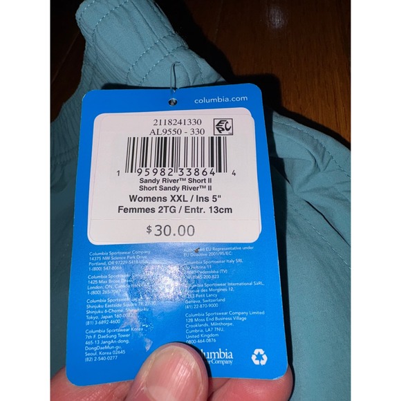 Columbia Womens XXL Sandy River Short II Teal Blue AL9550-330 NWT 5 Inch Inseam - Picture 6 of 11